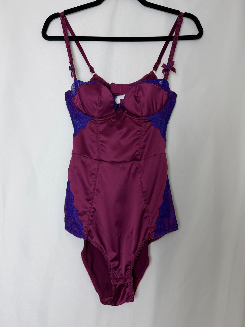 Agent Provocateur Satin & Lace Bodysuit - Plum/Purple